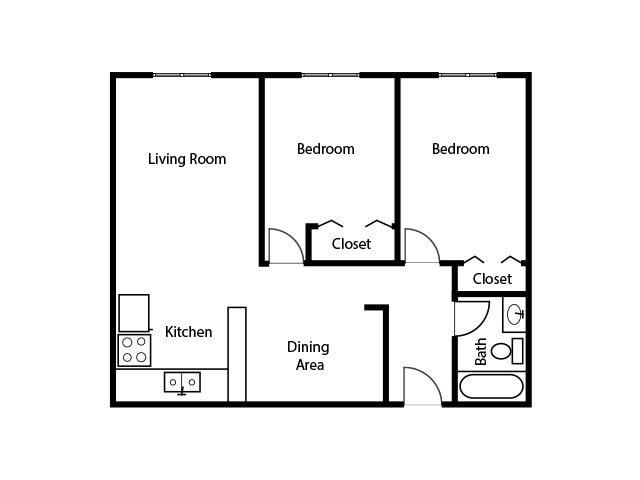 TWO BEDROOM ONE BATH A