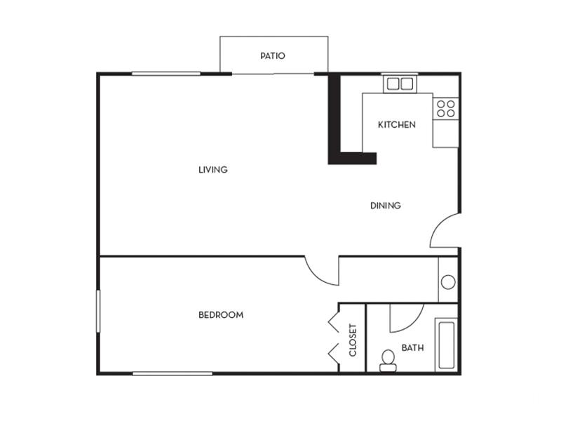 1x1 floorplan at The Cape