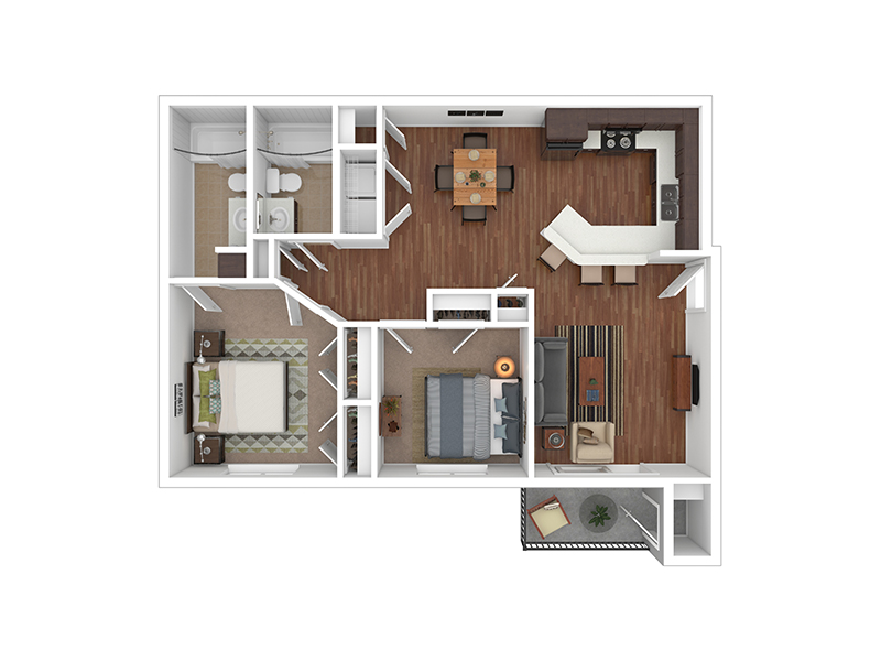 2B2B floorplan at Gateway Apartments