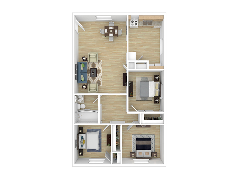 3x1 floorplan at The Outpost on Yukon