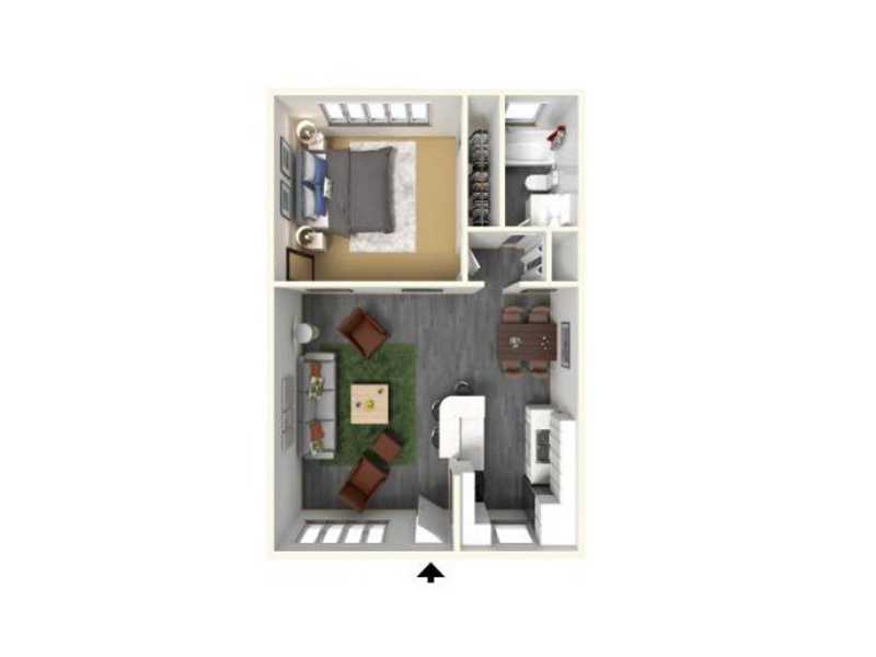 1 Bedroom 1 Bath floorplan