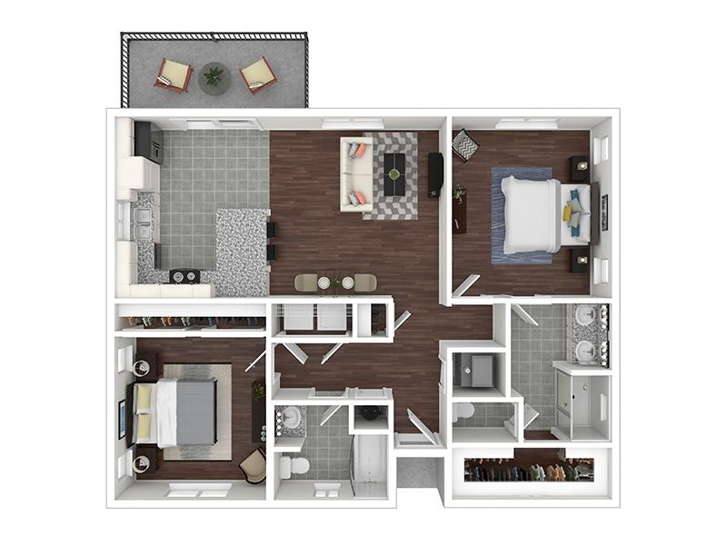 2 Bedroom floorplan at Luna Bear 94