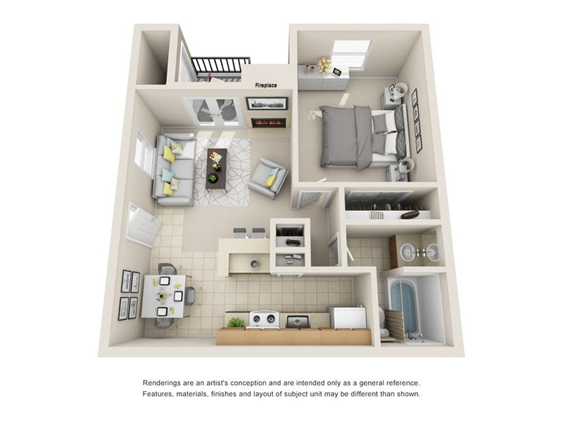 1x1-663 floorplan at Telegraph Hill