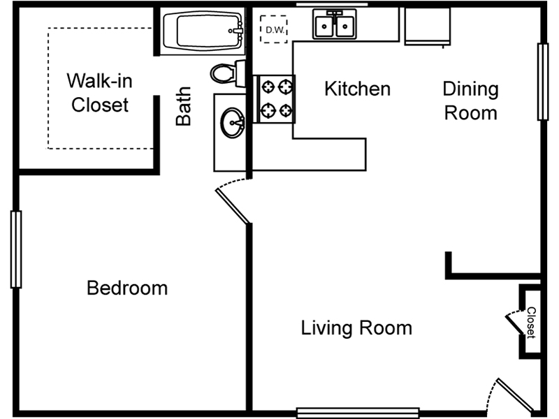 1 Bedroom 1 Bathroom (Northside)