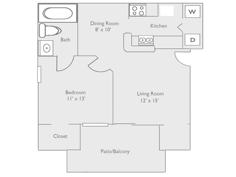 1x1-648 Upgraded floorplan at The Piedmont