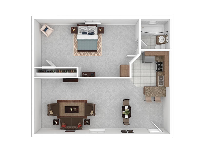 1X1 floorplan at Galleria Townhomes & Casa Galleria