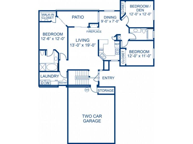 Sandstone floorplan at Parkway Townhomes