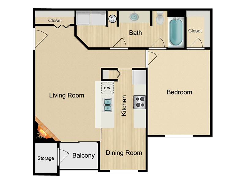 1x1 Platinum floorplan at The Northern