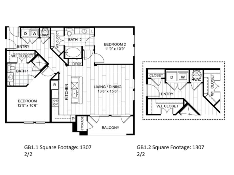 GB1.1 floorplan at The Moderne