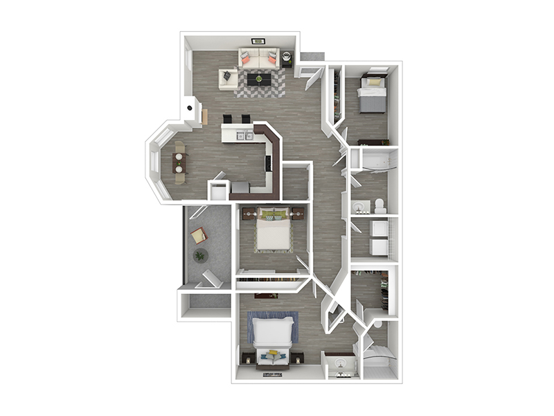 3x2- 1384- Full Renovation floorplan at Pinnacle Heights