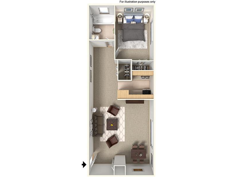 1x1B floorplan at Bridge Square