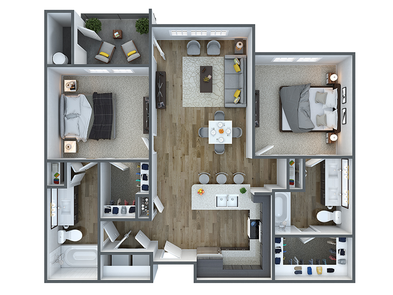 2x2-1037 floorplan at Parc South Mountain