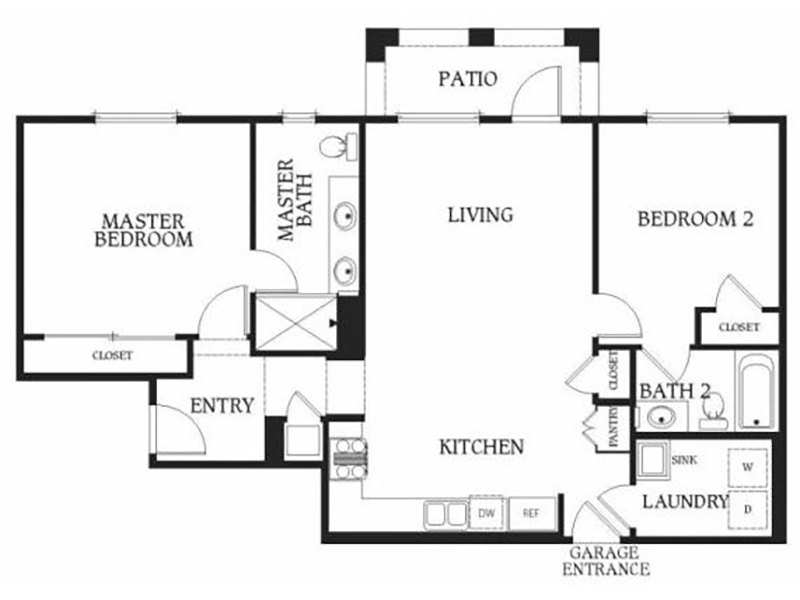 2 Bedroom A floorplan at Placita Luxe