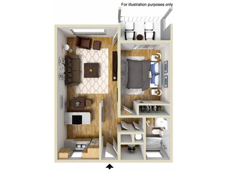 1 Bedroom 1 Bathroom floorplan at Casa Arroyo