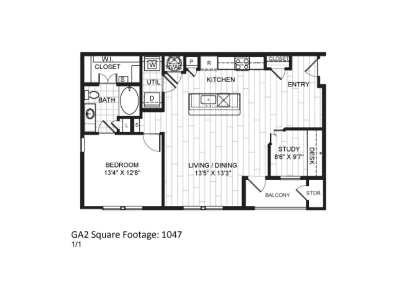 GA2 floorplan at The Moderne