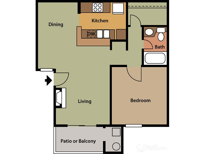 One Bedroom floorplan at Chaparral