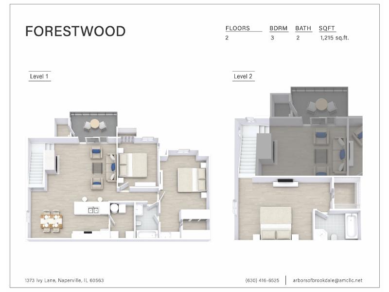 3 Bedroom 2 Bathroom E2 floorplan at Arbors of Brookdale