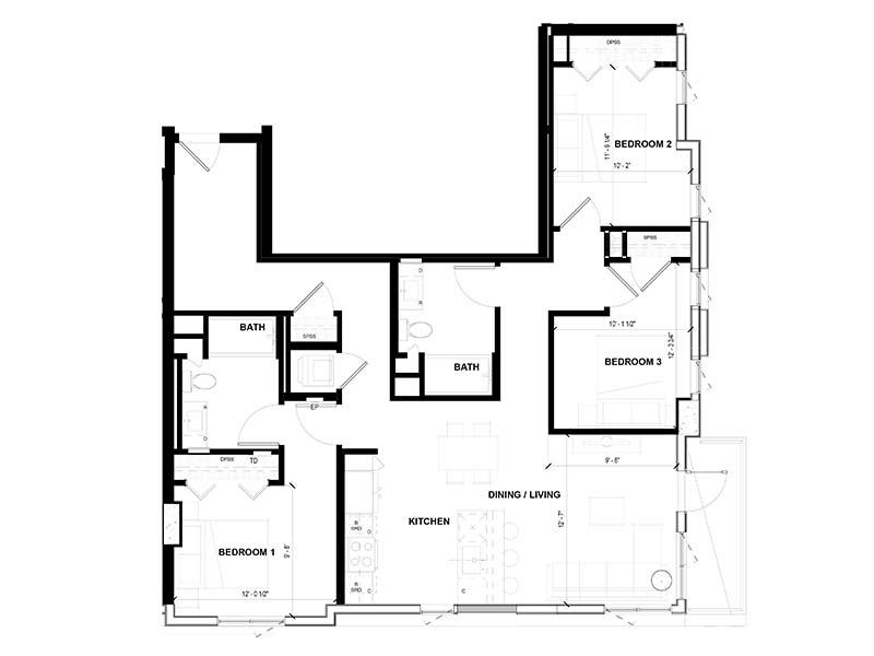 3 Bedroom B floorplan