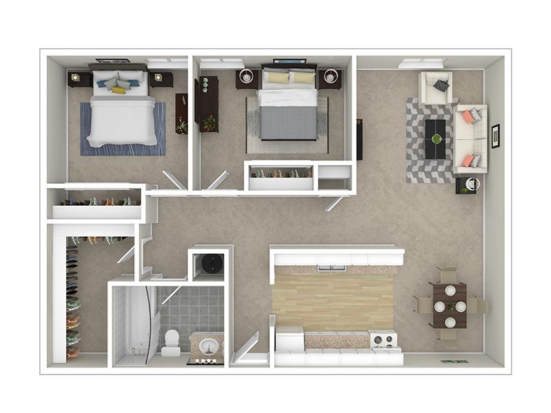 2 Bedroom 1 Bath Large