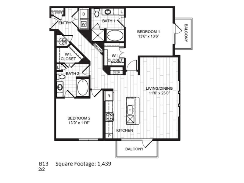 B13 floorplan at The Moderne