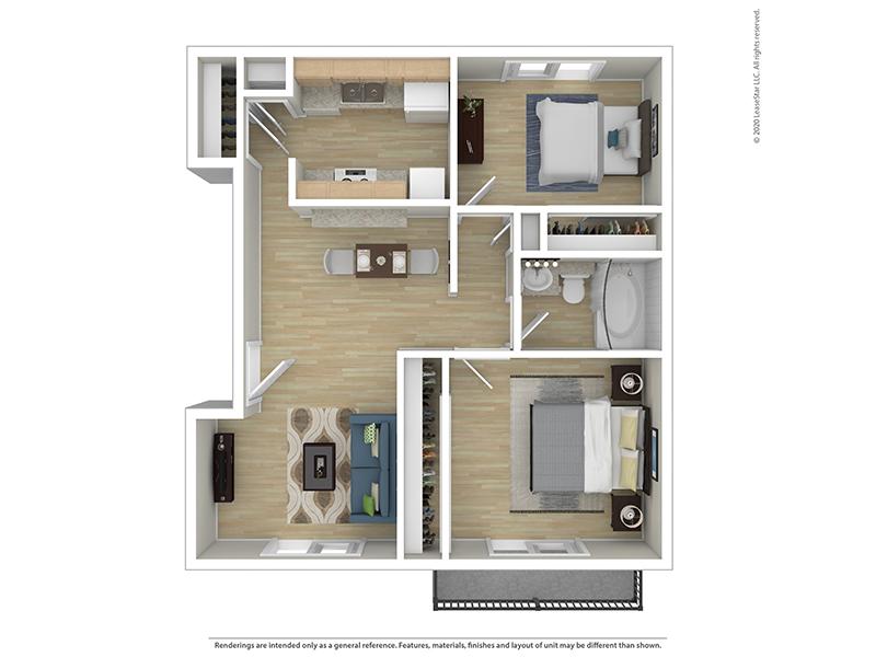 2 BEDROOM 1 BATH A