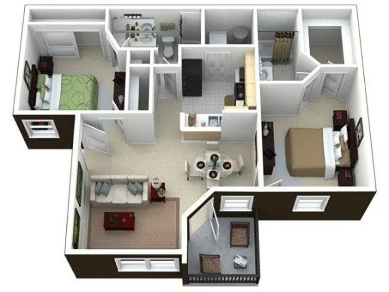 2 Bedroom floorplan at Desert Sage