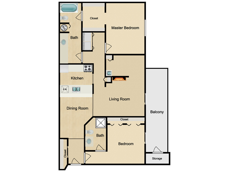 2x2 Den Classic floorplan at The Northern