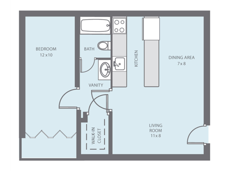 1 Bed 1 Bath floorplan at Emerson Park Apartment Homes