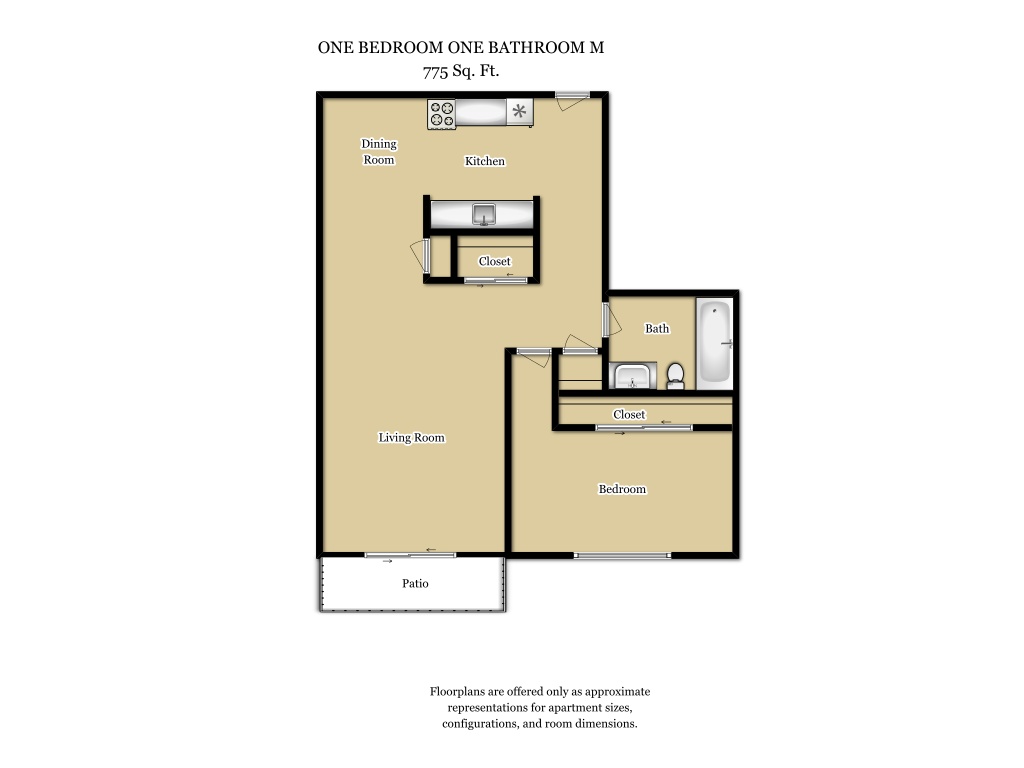 1 Bed 1 Bath Plan M floorplan at Camden Village