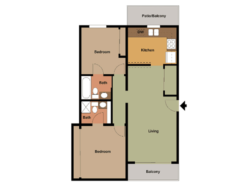 2x2 LG floorplan at The Square