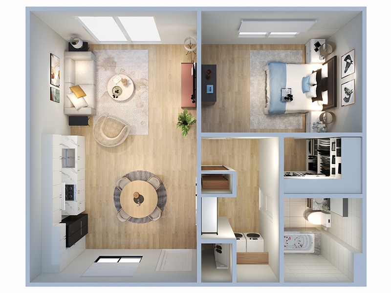 1x1 floorplan at The Maxwell at Cooley Station