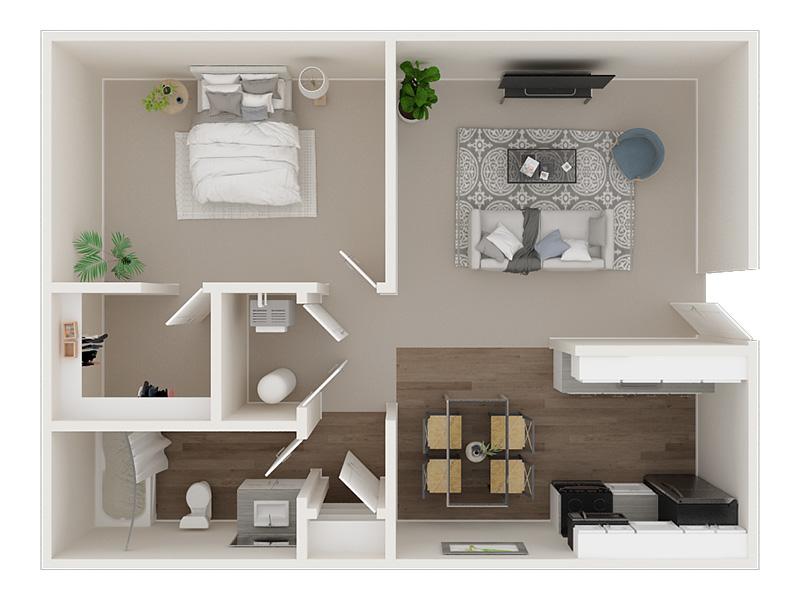 1x1 590 floorplan at Elevate at 4400