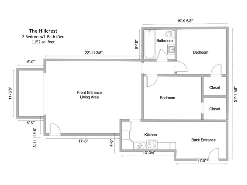 2 Bedroom 1 Bath Den with Sunroom