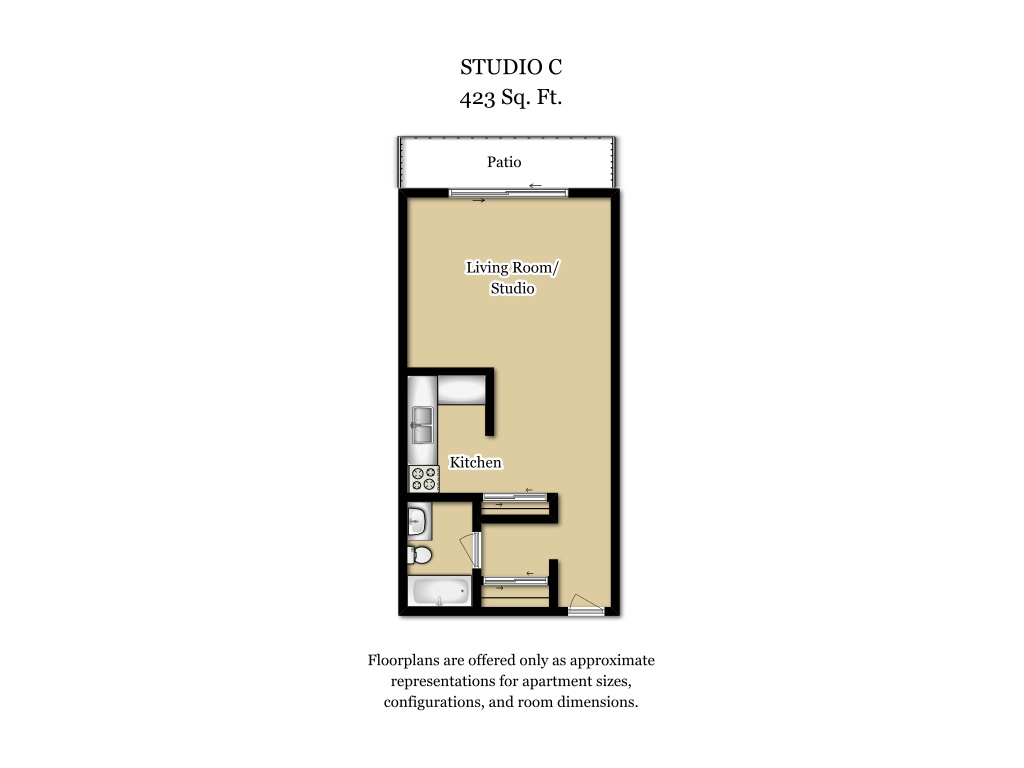 Studio Plan C floorplan at Camden Village