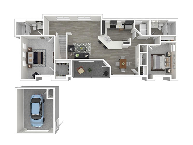 2x2-1040 Townhome floorplan at Cornerstone Park