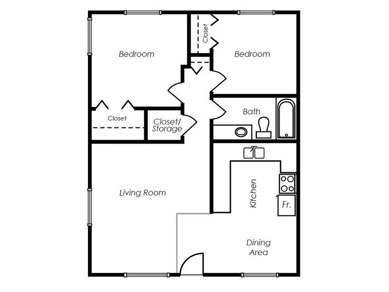 2 Bedroom floorplan at The Springs CO