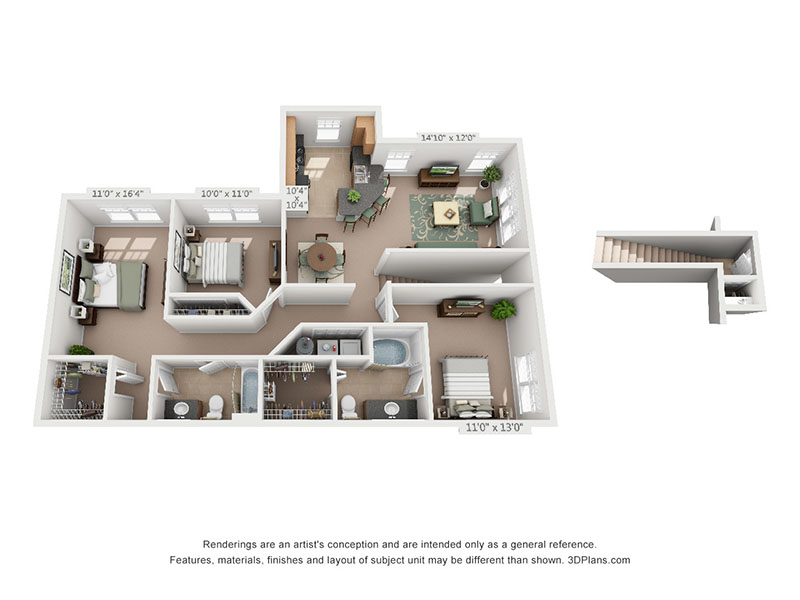 3 Beds, 2 Baths C2B