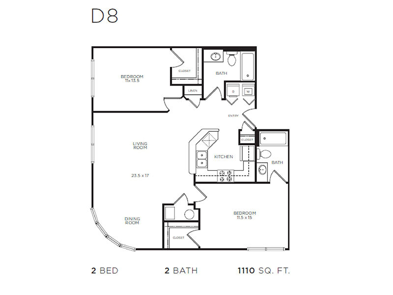 2x2 Elite floorplan at The Reserve IL