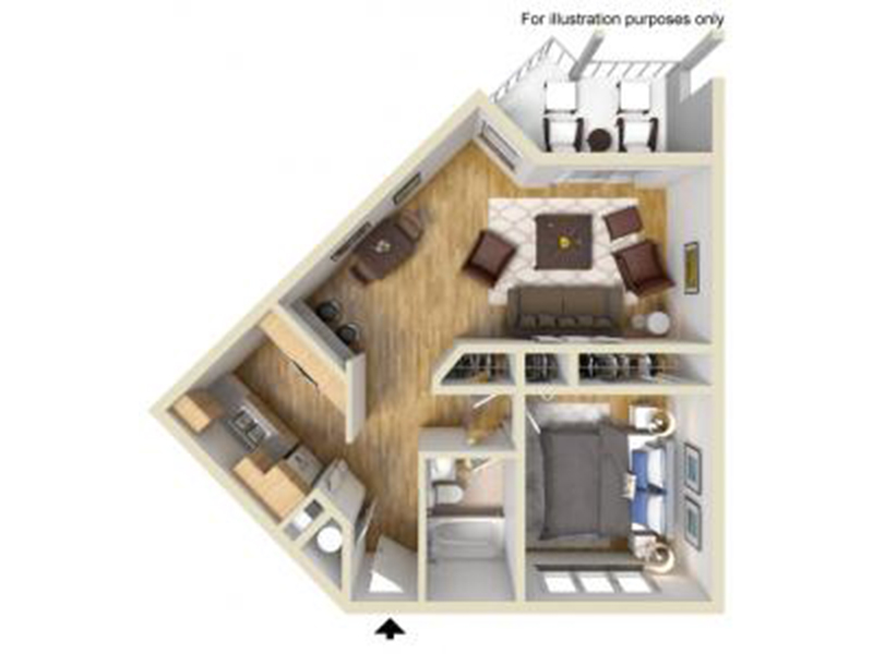 1 Bedroom 1 Bathroom D floorplan at Casa Arroyo