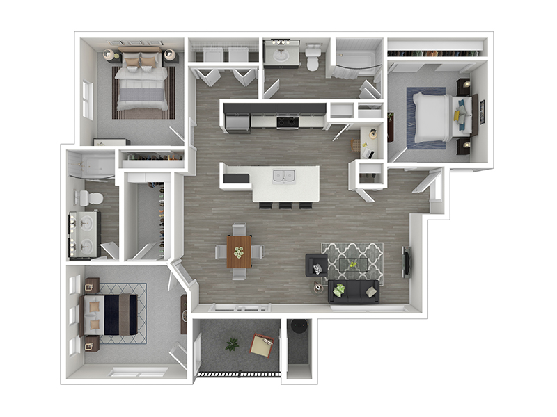 3X2-1258 Renovated floorplan at Cornerstone Park