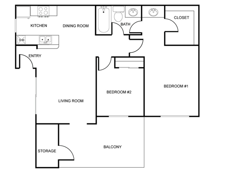 2x1 U WD floorplan at The Madison