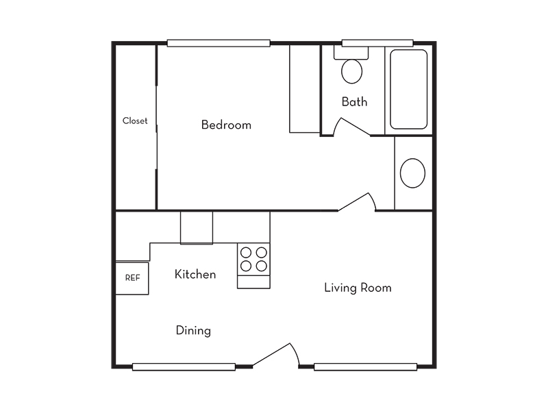 1 Bedroom floorplan at The Atrium