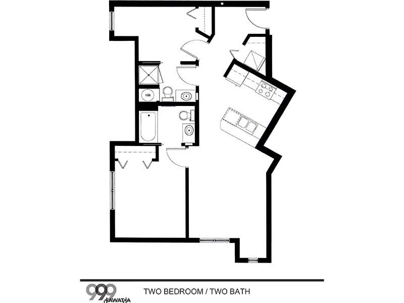 2B1 floorplan at 999 Hiawatha