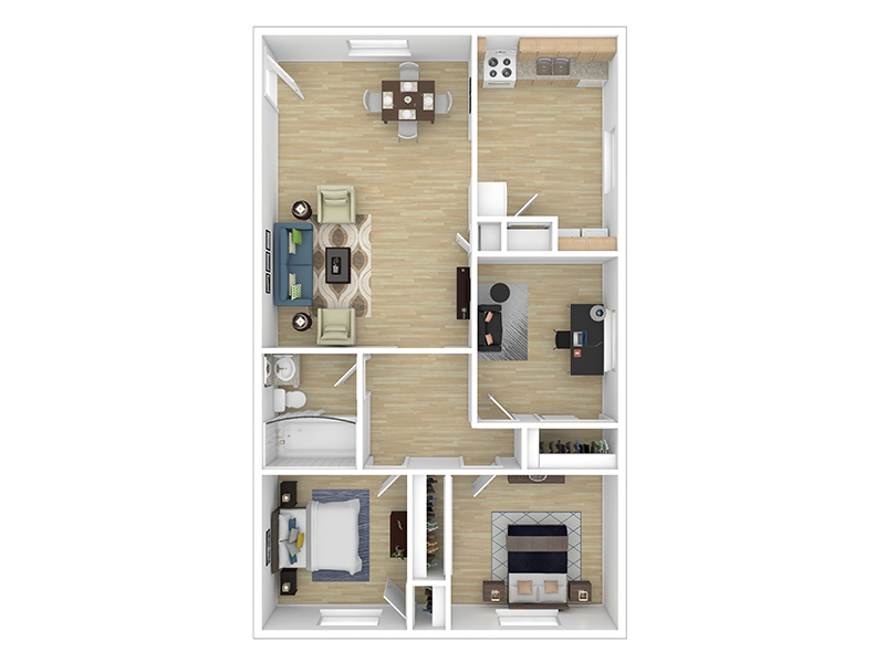 2x1 DEN floorplan at The Outpost on Yukon