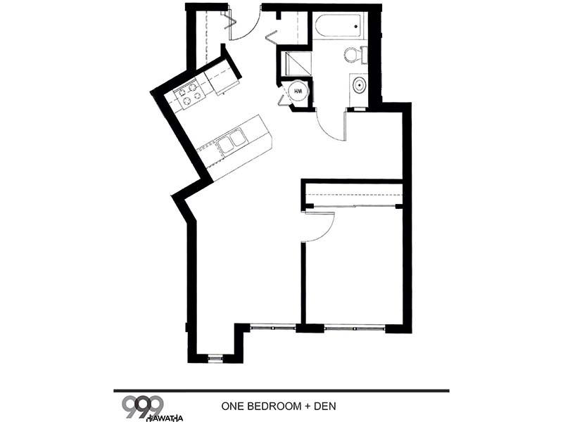 1BD2 floorplan at 999 Hiawatha