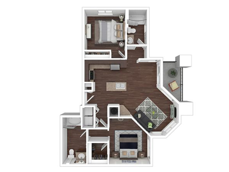 2x2 floorplan at Elevation Luxury