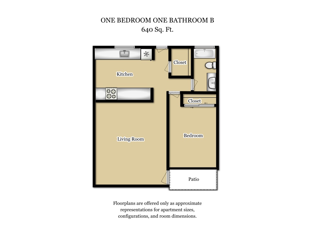 1 Bed 1 Bath Plan B floorplan at Camden Village