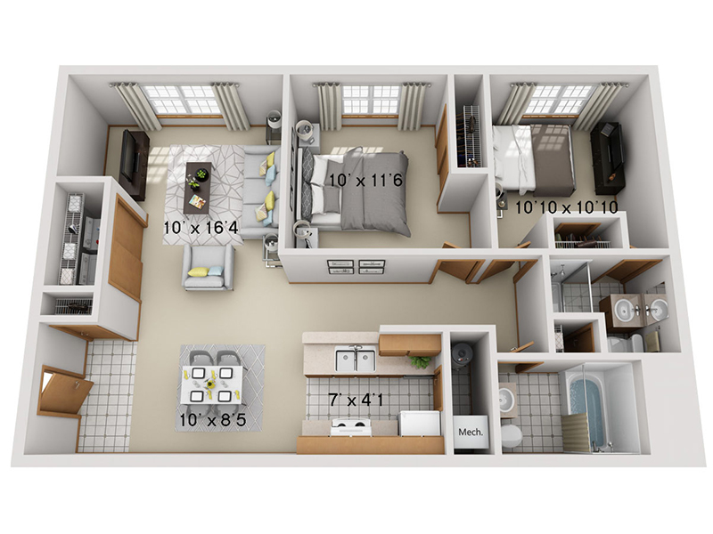 2 Bedroom 2 Bathroom A