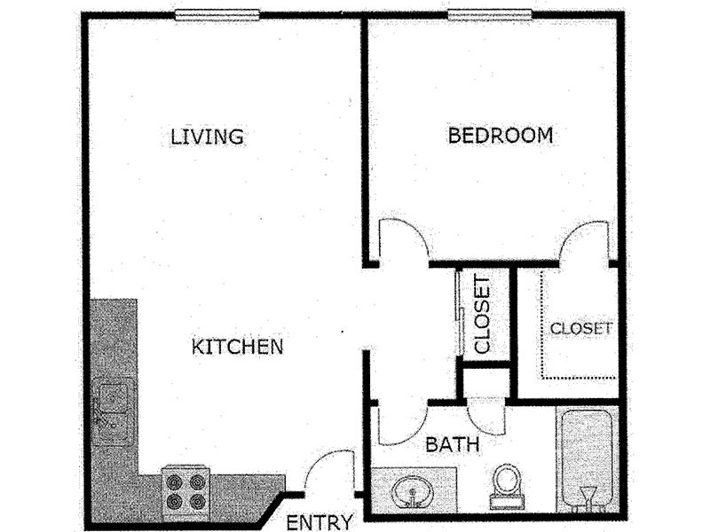 1 Bedroom Villa floorplan at Luxe at Burbank