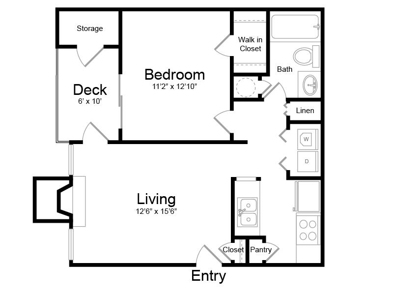 1 Bedroom 1 Bath 695